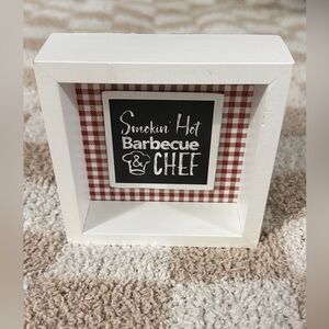 Smokin' Hot Barbecue & Chef Decorative Shadow Box Style Sign- White & Red